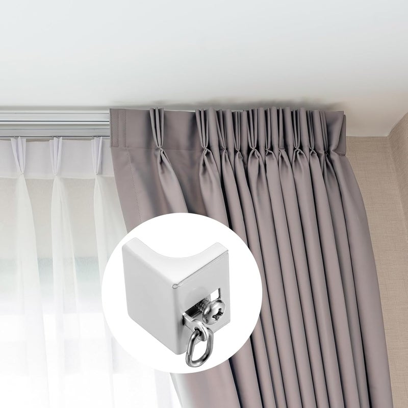 Zonon 4 Pcs End Caps for Curtain Track White Drapery Hook Curtain Track End Stop for Window - Image 4